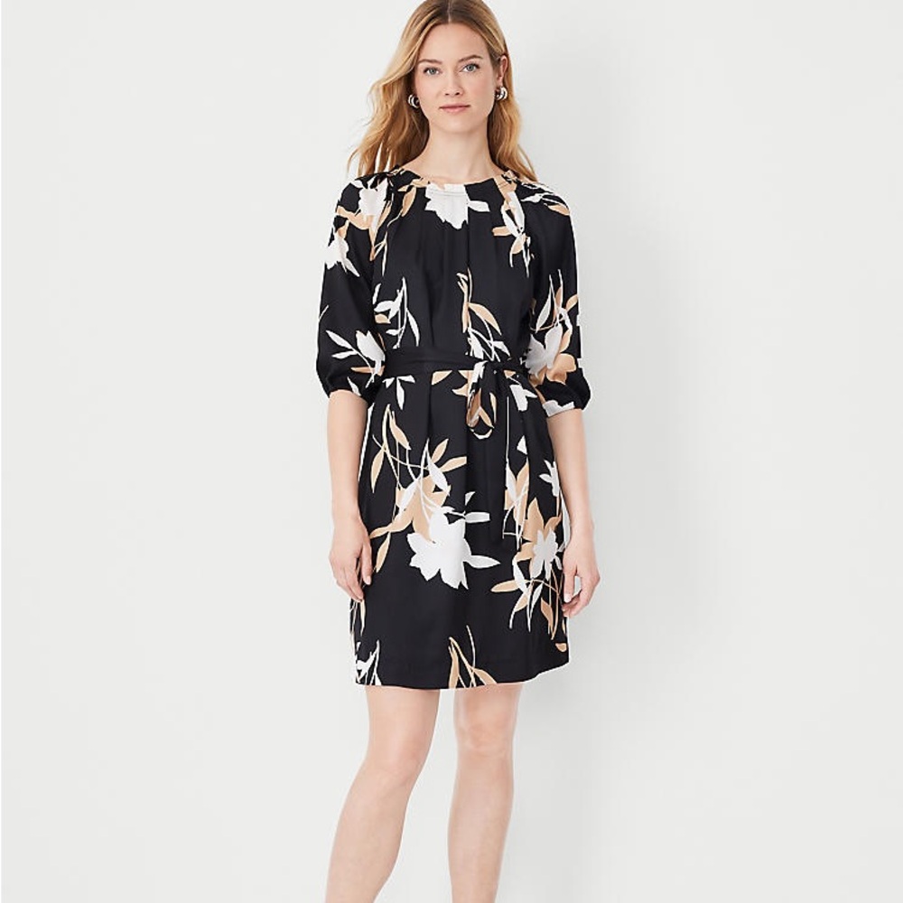 Petite Floral Belted Shift Dress